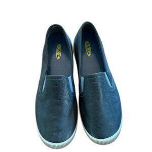 NWOB KEEN Women's Leather Slip-On Shoes Lorelai Blue Mirage TS6